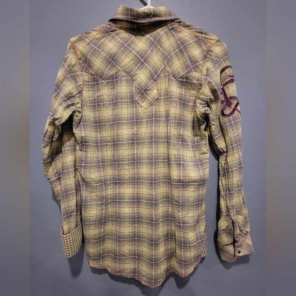 WRANGLER ROCK 47 Multicolor Rhinestone Snap Western V Neck - Picture 2 of 8